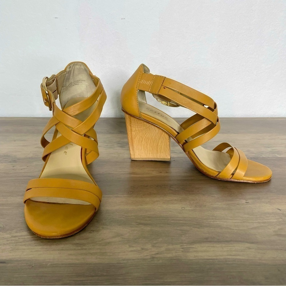Bettye Muller Tan Leather Strappy Sandal Heels